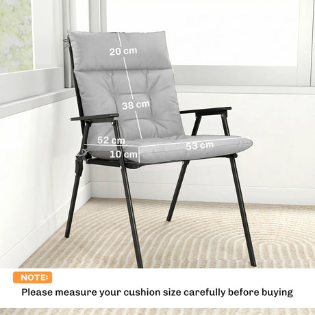 Outsunny Patio Chair Cushions Set of 4, Waterproof Non-Slip Lounge Chair Cushions, 112x53cm, Light Grey