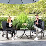 Outsunny Glider Rocking Chair & Table Set 2 Single Seaters Rocker Garden Swing Chair Patio Furniture Bistro Set Grey