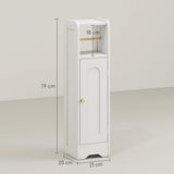 HOMCOM Small Bathroom Storage Cabinet with Toilet Roll Holder - White