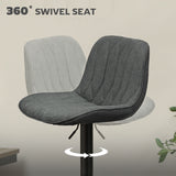 HOMCOM Set of Two Linen-Look Bar Stools - Charcoal Grey