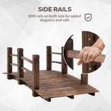 Outsunny 1.5M Wooden Garden Bridge Lawn Décor Stained Finish Arc Outdoor Pond Walkway w/ Railings Water Yard Decoration