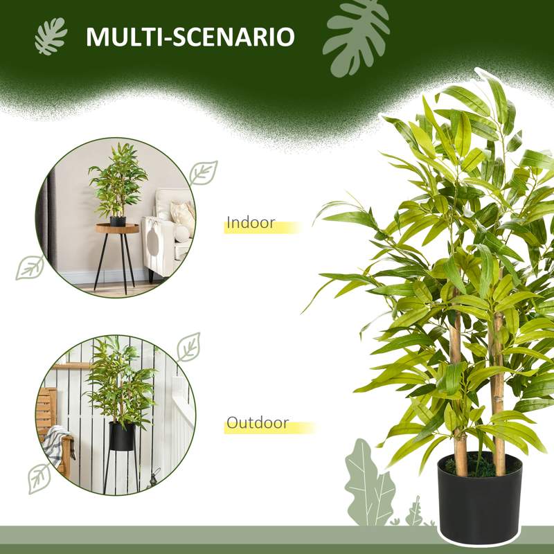 HOMCOM Artificial Plants Bamboo Tree in Pot Desk Fake Plants for Home Indoor Outdoor Decor, 15x15x60cm, Green