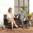 Outsunny Two-Seat Rattan Chair, with Middle Table - Orange