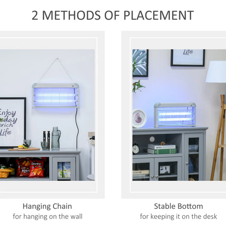 Outsunny Wall Hanging Bug Zapper, 30W Electric Fly Zapper Mosquito Killer, 60 Coverage Insect Killer, Indoor Outdoor Use, Grey