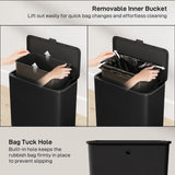 HOMCOM 8L Hanging Kitchen Bin, Rubbish bin with Lid and Removable Inner Bucket for Kitchen Cabinet Door, Under Sink, Office
