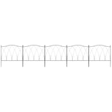 Outsunny Set of Five 61.5cm Decorative Metal Fence Panels - Black
