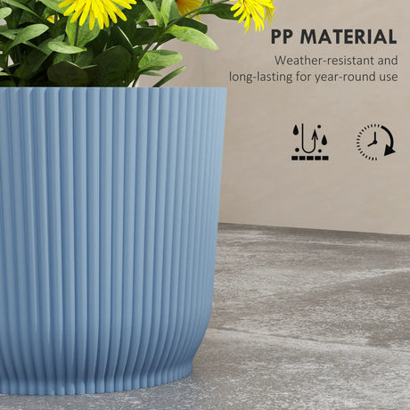 Outsunny Set of Three 22cm Planters - Blue