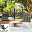 Outsunny Patio Chair Cushions Set of 4, Waterproof Non-Slip Lounge Chair Cushions, 112x53cm, Dark Grey