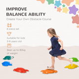 ZONEKIZ 6PCs Kids Stepping Stones w/ TPE Anti-Slip Edge, Crab-Designed Balance River Stones, Obstacle Courses, Stackable