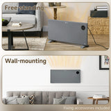 HOMCOM 2000W Electric Convector Heater, Freestanding or Wall Mounted, Space Heater with Adjustable Thermostat, Timer, Grey