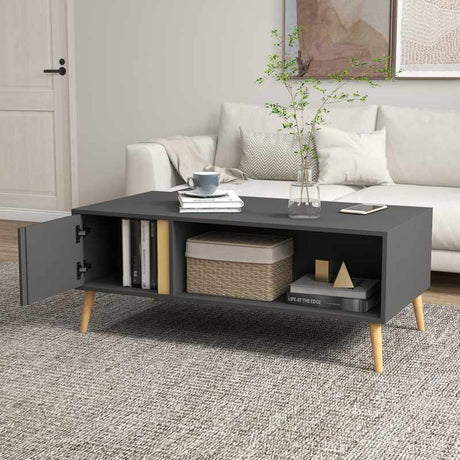 HOMCOM Coffee Table for Living Room, Modern Centre Table with Storage Compartments and Cabinets, Rectangular Side Table, 115x 58x 45cm, Grey