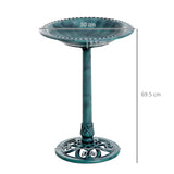 Outsunny Garden Bird Bath Outdoor Decrative Garden Feeder Stand with Scallop-like Pattern, Time-Worn Finish, 50cm, Green