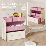 AIYAPLAY Kids Toy Storage Units, 3-Tier Toy Organiser Shelf with 6 Removable Boxes for Kids, Bedroom, Playroom, Pink