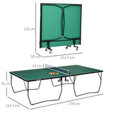 SPORTNOW 9FT Folding Tennis Table, with 8 Wheels, for Indoor Use, Green