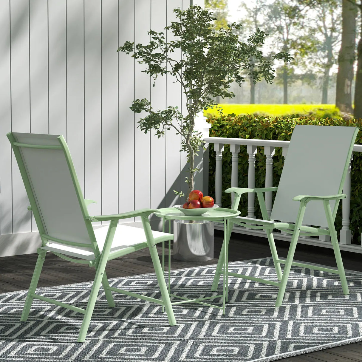 Outsunny Steel Removable Tray Top Garden Table - Green