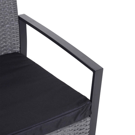 Outsunny 2 Seater Rattan Patio Set W/ Cushions-Grey/Black