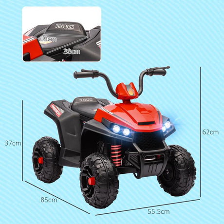 AIYAPLAY 12V Kids Electric Quad Bike w/ Spring Suspension System, Forward & Backward, LED Light, Music, MP3, Red