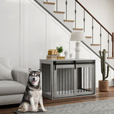 PawHut 98cm Dog Crate Furniture with Removable Cushion for Large Dogs - Grey