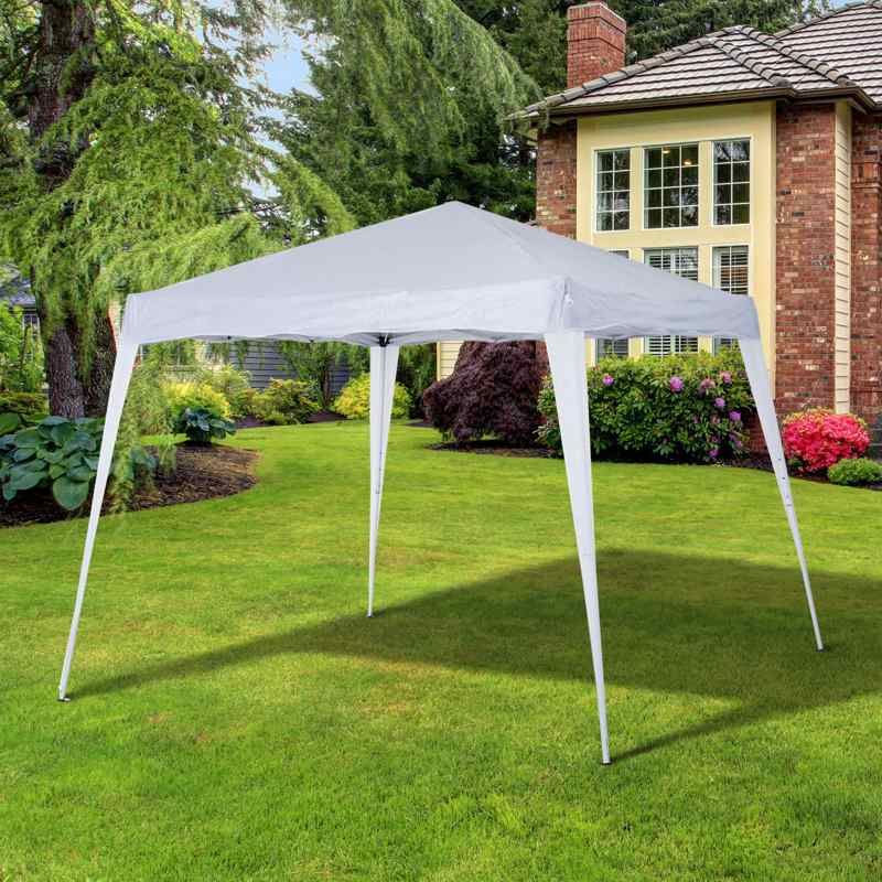 Outsunny 3 M x 3 M Base/ 2.5 M x 2.5 M Top Pop Up Gazebo with Carry Bag, Height Adjustable Slant Leg Party Tent Instant Event Shelter for Garden, Patio, White