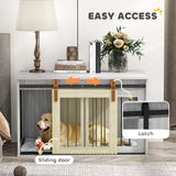 PawHut 98cm Dog Crate Furniture with Removable Cushion for Large Dogs - Grey