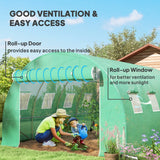 Outsunny 4 x 3 x 2m Polytunnel Greenhouse Replacement Cover ONLY Winter Garden Plant PE Cover for Tunnel Walk-in Greenhouse with Roll-up Windows Door Outdoor, Green