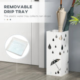 HOMCOM Six-Umbrella Steel Holder Stand - White