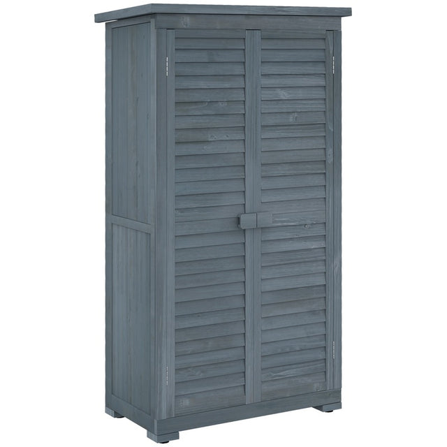 Outsunny 39.5 x 79cm Fir Wood Garden Shed - Grey