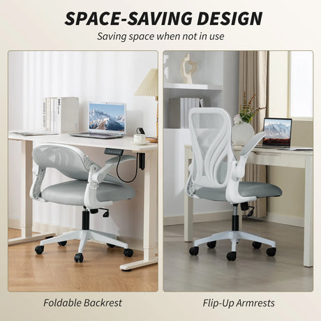 HOMCOM Mesh Office Chair with Foldable Backrest - Light Grey