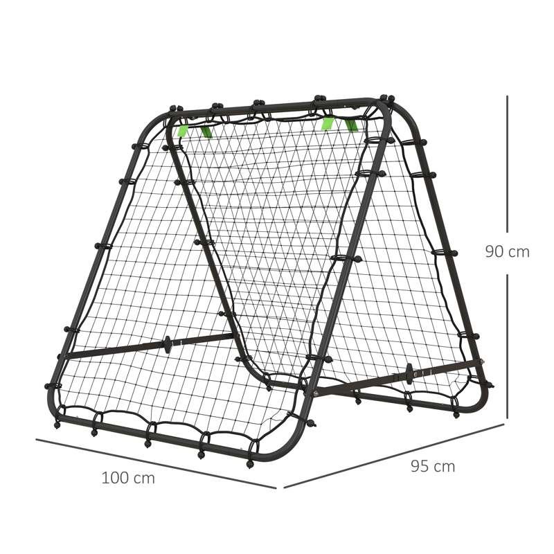 HOMCOM Double Sided Football Rebounder Net, Football Rebound Goal with Five Adjustable Angles, Black