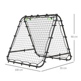 HOMCOM Double Sided Football Rebounder Net, Football Rebound Goal with Five Adjustable Angles, Black