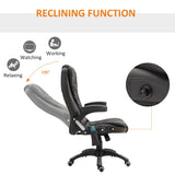 HOMCOM 6-Point Massage Office Chair with Seat Heated for Home Office, PU Leather High Back Executive Desk Chair with Adjustable Height and 360 Swivel for Work Study, Brown