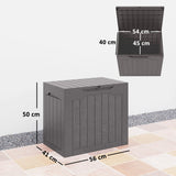 Outsunny 93L Plastic Garden Storage Box, Outdoor Storage Box with Handles, Waterproof Outdoor Storage Container, Brown
