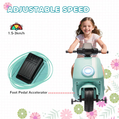 AIYAPLAY 6V Ride on Motorbike, Kids Electric Motorbike w/ Headlights, Music, Training Wheels, for Ages 18-36 Months, Green