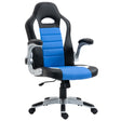 HOMCOM Computer Gaming Chair, Office Desk Swivel Chair, PU Leather Racing Chair with 90° Flip-up Armrest, Adjustable Height and Rolling Wheels, Blue