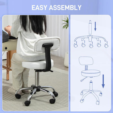 HOMCOM 360° Swivel Seat Salon Stool - White