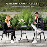 Outsunny Three-Piece Aluminium Floral Bistro Set - Black