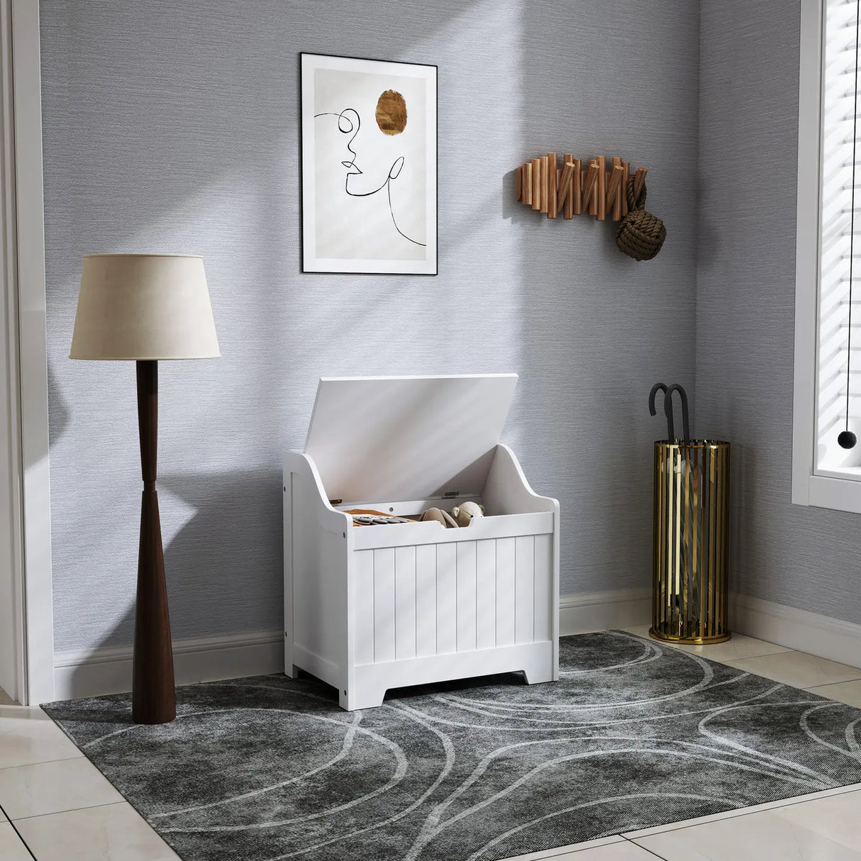 HOMCOM 61L Home Storage Chest - White