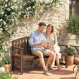 Outsunny 2 Seater Wooden Garden Bench with Armrest, Outdoor Furniture Chair for Park, Balcony, Carbonised Finish