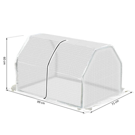 Outsunny Mini  Greenhouse Grow House PVC Cover Steel Frame White 99L x 71W x 60H cm