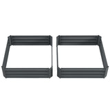 Outsunny Set of 2 291L Raised Garden Bed, Elevated Galvanised Planter Box for Flowers, Herbs, 100x100x30cm, Dark Grey