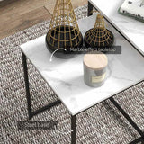 HOMCOM Three Nest of Tables, Marble Effect Finish