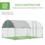 PawHut Walk In Chicken Run Galvanised Chicken Coop Hen Poultry House Cage Rabbit Hutch Pet Playpen Garden with Water-Resist Cover, 2.8 x 3.8 x 2m