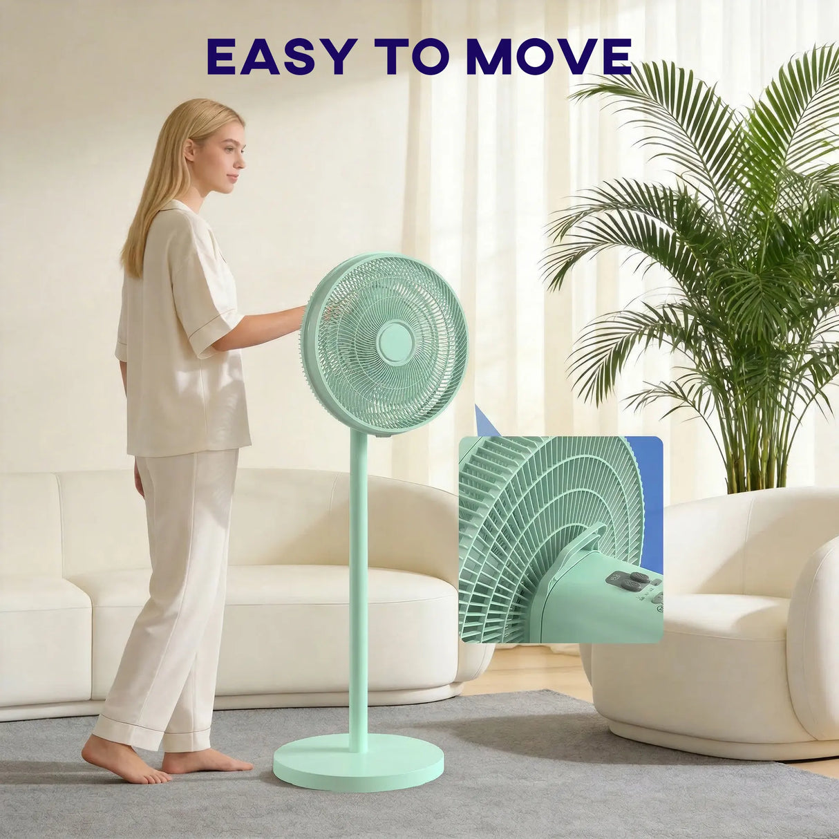 HOMCOM 40 cm Standing Fan, Cooling Floor Fan with 80 Oscillating, Adjustable Tilt and Height, 4 Speed, Remote Control, Green