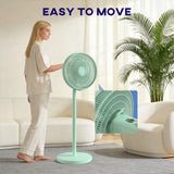 HOMCOM 40 cm Standing Fan, Cooling Floor Fan with 80 Oscillating, Adjustable Tilt and Height, 4 Speed, Remote Control, Green