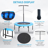 HOMCOM 40" Fitness Trampoline with Adjustable Handle, Rebounder Trampoline, Mini Jumper for Indoor Exercise Workout, Blue