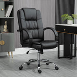 Vinsetto Office Chair, PU Leather Desk Chair with 13cm Soft Padded Seat and Backrest, Swivel Chair with Adjustable Height and Rolling Wheels, Black