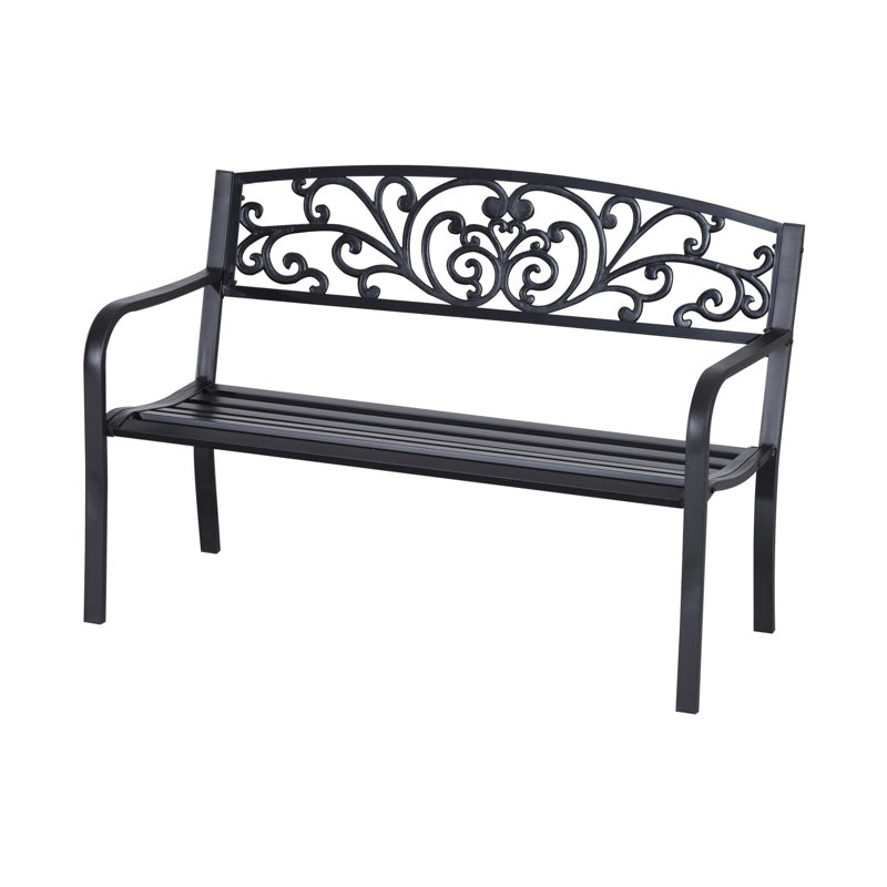 Outsunny 2-Seater Garden Bench, Steel-Black