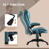 Vinsetto Massage Recliner Chair Heated Office Chair with Six Massage Points Velvet-Feel Fabric 360 Swivel Wheels Blue
