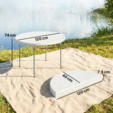 Outsunny 4ft Folding Picnic Table, Camping Table with Non-slip Foot Pads and Metal Frame, 100 kg Load, for Garden, White