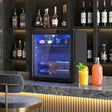 HOMCOM 12 Bottle Wine Cooler, 36 Litre Capacity, 4-16C Under Counter Drinks Beer Wine Fridge with Glass Door, LED Light, Black
